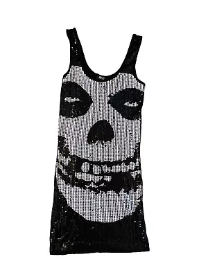 Y2K Iron Fist Misfits Sequin Tank Mini Dress Skull Goth Punk Medium • $25