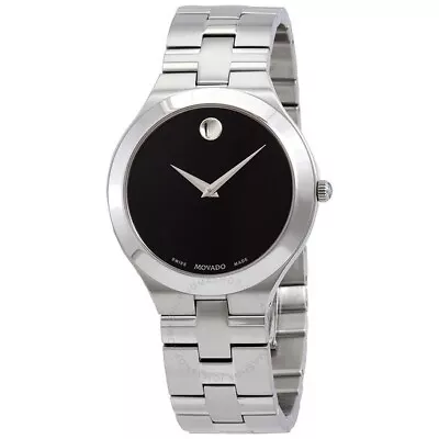 Movado 0607442 Juro Black Dial Silver Stainless Steel Bracelet Band Mens Watch • $284.99