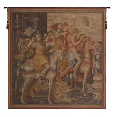 Les Herauts Renaissance Castle And Horses French Tapestry Wall Art - 58x58 Inch • $701