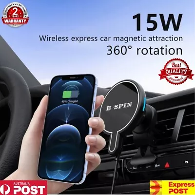 $24.99 • Buy 15W Magnetic Wireless Charger Car Holder For MagSafe IPhone 14 13 12 Pro Max Min