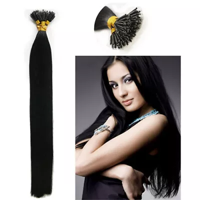 8A 14 -24'' Nano Ring Tip Remy Micro Beads Double Drawn Human Hair Extensions UK • £30