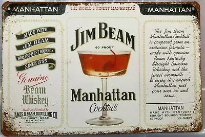 JIM BEAM Rustic Look Vintage Tin Metal Sign Man Cave Shed-Garage & Bar Sign • $10