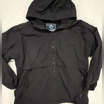 Men’s 2XL Members Only Nylon Windbreaker Rain Jacket Black Lightweight • $40