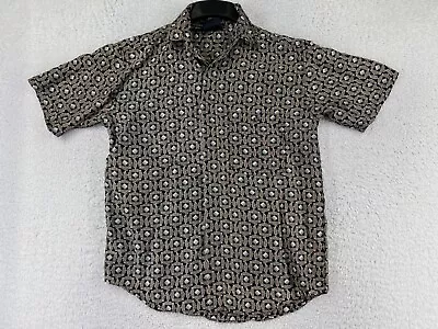 VINTAGE Colore Italia Shirt Mens Small Beige Pseudo Paisley Print 100% Silk • $21.44