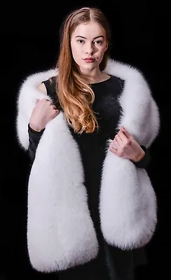 Platinum Saga Furs Arctic Fox Double Sided Real Fur Wrap Scarf Boa Stole 70x10 • $719.99