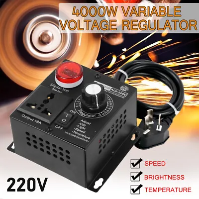 4000W Variable Voltage Regulator Converter Transformer Motor Speed Fan Control • £15.99