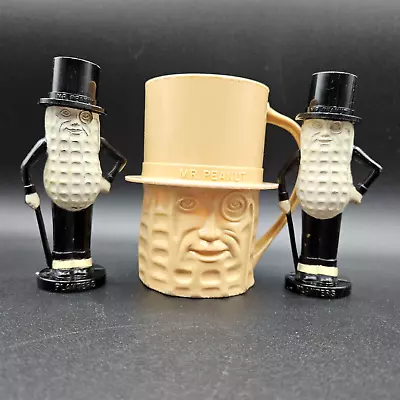 Vintage Planters Mr Peanut Mug Cup And Salt Pepper Shakers Plastic USA • $12.97