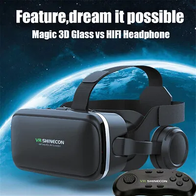 3D Game VR Shinecon Virtual Reality Glasses Headset + Bluetooth Remote Control • £27.29