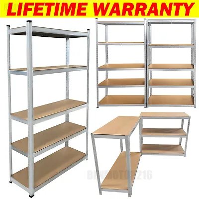 5 Tier Shelf Garage Shelves Racking Metal Shelving Workbench Retail Heavy Duty • £23.40