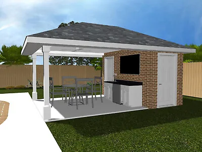 Pool House / Cabana Plans  PH_1 Brick - Custom Pool Bar • $35