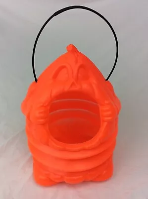 Vintage Halloween Pumpkin Candy Bucket Plastic Blow Mold COLAPSBLE NICE • $17.95