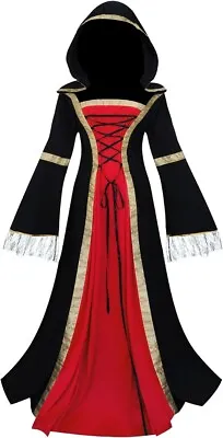 Halloween Costume For Women Retro Medieval Dress Hood Victorian Queen Dress L • $18.95