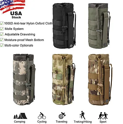 1000D Tactical Molle Water Bottle Pouch Bag Kettle Holder Carrier Camping Hiking • $8.99