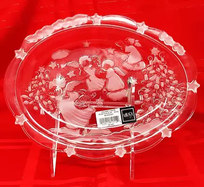 Vtg Mikasa Christmas Dish Angel Crystal Candy Dish Plate 9.25   - New Opened Box • $14.99