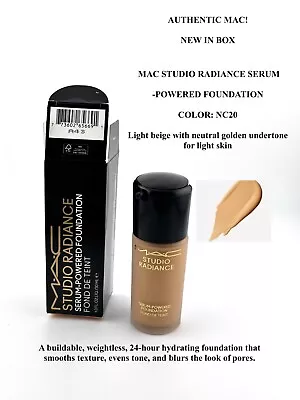 MAC Cosmetics Studio Radiance Serum Powered Foundation NC20 - AUTHENTIC MAC • $27.99