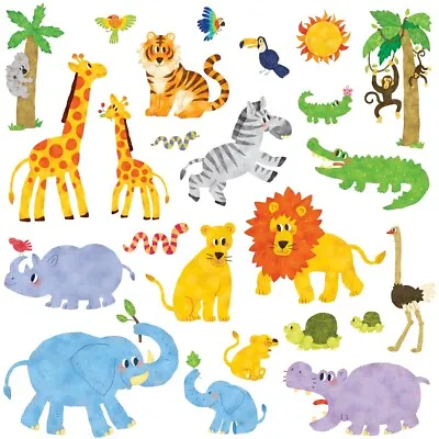 £13.99 • Buy Decowall Jungle Animals Nursery Kids Removable Wall Stickers Decal DW-1513N