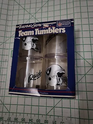 VINTAGE 1987 Raiders NFL THERMOSERV  TEAM TUMBLERS SET OF 4 NEW Oakland Vegas LA • $42