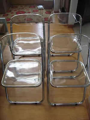 Vintage Lot Of 4 Lucite And Chrome MCM Folding Chairs Made In Italy • $400