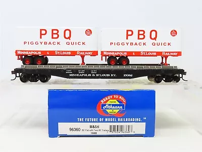 HO Athearn 96360 M&StL Minneapolis & St Louis 50' Flat Car #15082 W/ Trailers • $59.95