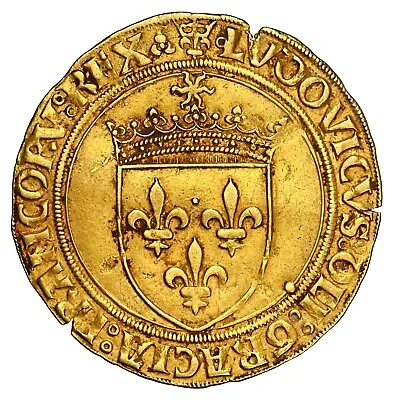 1514 Royal France Louis XII. Beautiful Gold  Ecu  (with Sun!) Coin. NGC AU-58! • $1495