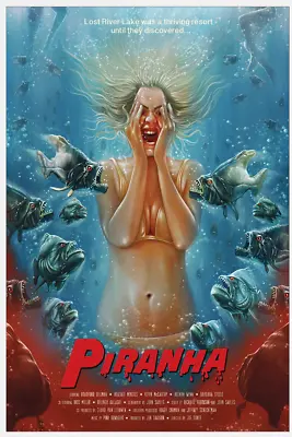 Piranha Nick Charge Jaws Fish Horror Movie Film Poster Giclee Print 24x36 Mondo • $149.99