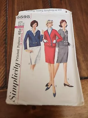 Vintage Simplicity Printed Pattern 5595 Home Sewing 1964 Misses Suit Size 16 • $12.96