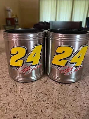 Nascar Jeff Gordon #24 Metal Koozie Can Beer Soda Coolers Set Of Two Kozzies • $19.99