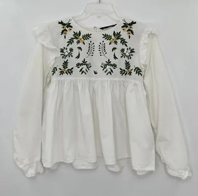 $25.97 • Buy Zara Women’s Trafaluc Collection Embroidered Floral Blouse Shirt Top Sz XS FLAW