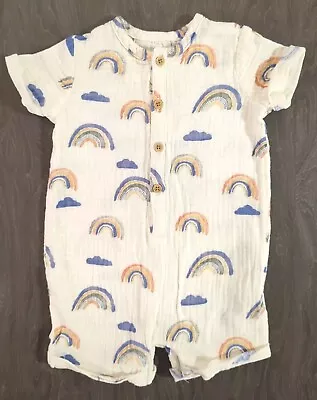 GEORGE Unisex Baby 3-6 Months Rainbow Themed Summer Romper (A585) • £1.40