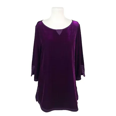 Soft Surroundings Tunic Womens Small? Purple Velvet Weekender Pullover Lagenlook • $24.95