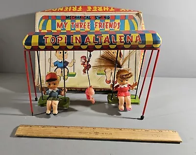 Vintage Tin Litho Wind-up Toy Swing My Three Friends In Box Kanto Toys Japan • $75