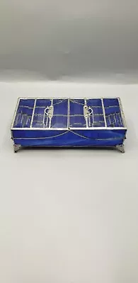 Vintage Handmade Leaded Glass Jewelry Keepsake Box • $20