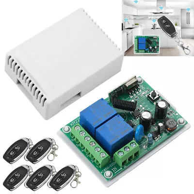 2 CH Garage Door Remote Control Switch Relay Wireless Transmitter Receiver Kit • £16.37