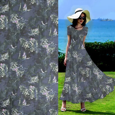 $15 • Buy Dark Floral Flower Design 100% Pure Silk Habotai Silk Fabric 140cm Width,SHB032