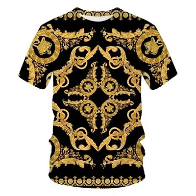 New Fashion 3d Baroque-print Crew Neck Short Sleeve T-shirt Versace Style XL • $39.95
