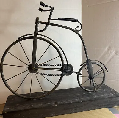 $32 • Buy Litton Lane Bicycle Sculpture Metal  On Wood Base Black Decmode 12” Art Decor