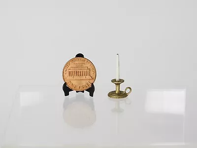 Vintage Miniature Painted Metal Candlestick Dollhouse Diorama Accessory • $9.99