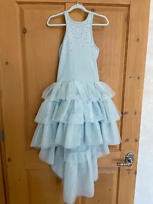 Ooh La La Couture Girls Tulle Sequined Racer Back High Low Dress Blue • $70