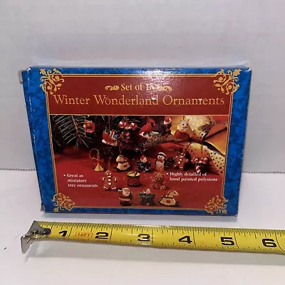Set Of 18 Mini Winter Wonderland Christmas Ornaments Hand Painted Polystone NOS • $14