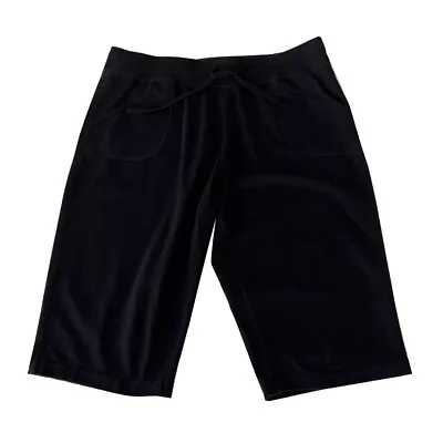 Womens Made For Life XL PETITE Black Sweat Shorts Pull On Drawstring • $10.99