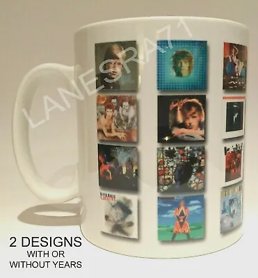 David Bowie Albums 1967 - 2016 White Coffee Mug. ** Choose From 2 Designs ** • £6.99
