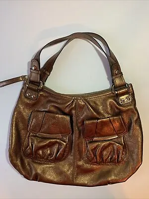 B. Makowsky Bronze Metallic Soft Leather Shoulder Handbag Purse W/ Coin Holder • $15