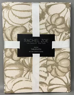 Rachel Zoe Gold Metallic Pumpkin Patch Ivory Tablecloth Fall Thanksgiving 60x84  • $49.99