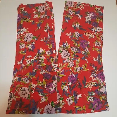 Gypsies & Moondust Red Floral Boho Lounge Pull On Stretch Pants Women's Medium  • $11.69