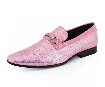 Amali Metallic Glitter Tuxedo Shoes Mens Designer Formal Fashion Slip On Loafers • $89.99
