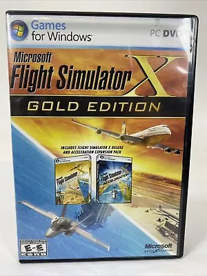 MICROSOFT FLIGHT SIMULATOR X Gold Edition 2008 With Acceleration Expansion - CIB • $18.47