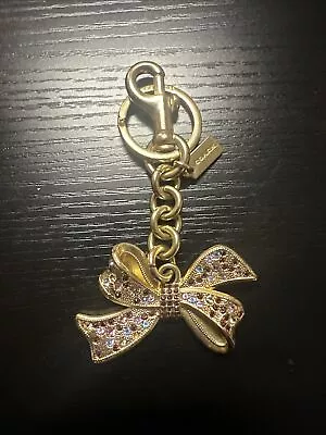 NEW Coach Gold Multi-Color Swarovski Crystal Bow Key Chain/Bag Charm • $65