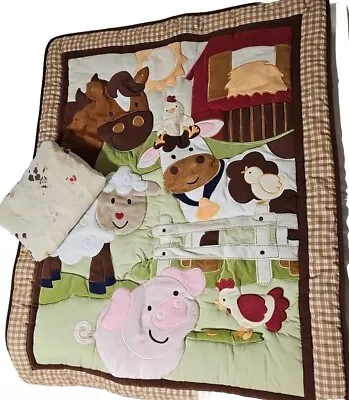 NOJO Crown Craft Infant Crib Quilt  & Sheet ~ Farm Animals 2 PC • $29.95