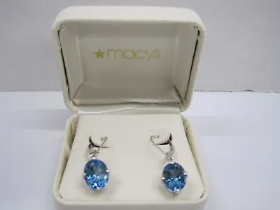 Macy S Blue Topaz Pierced Earrings Silver • $149.99