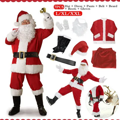 £15.58 • Buy Santa Claus Costume Father Outfit Christmas Flannel Suit Mens Adult Fancy Dress